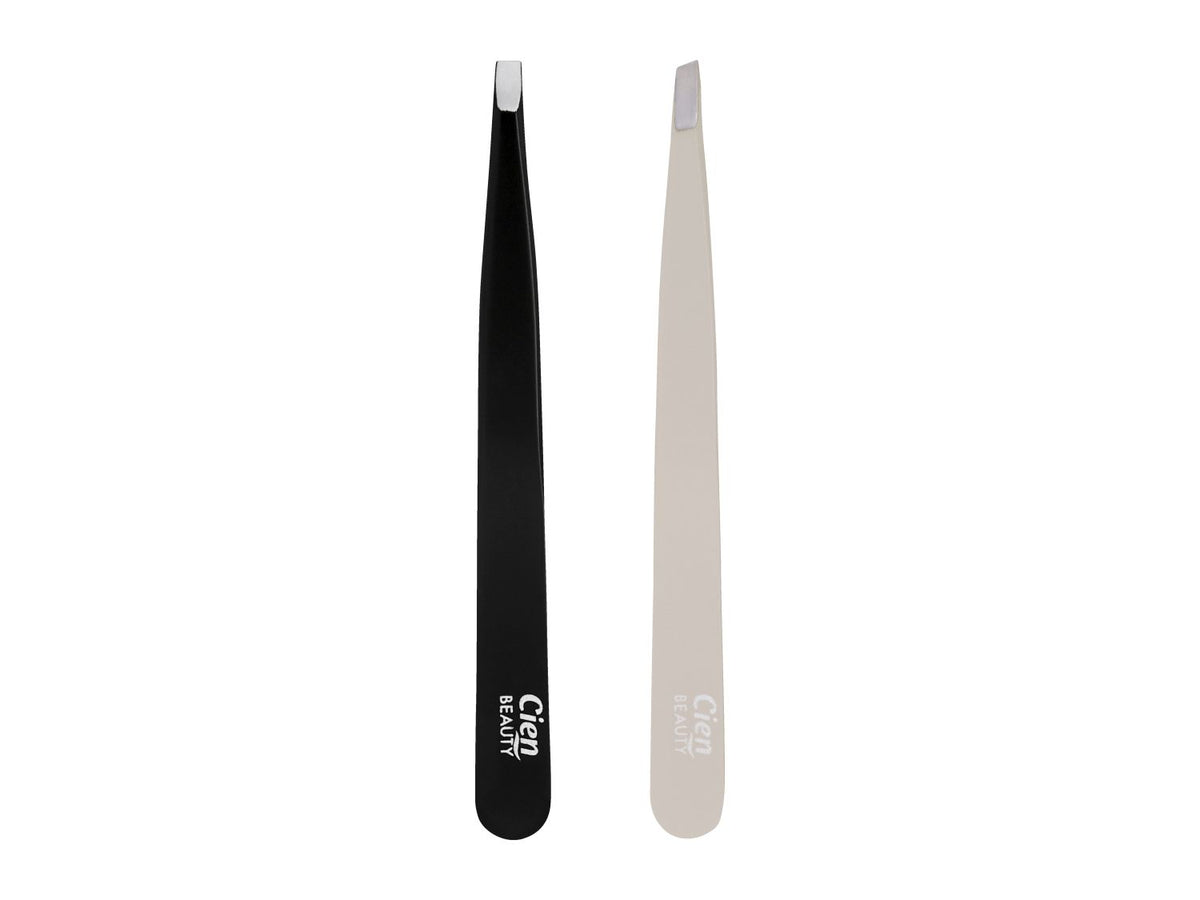 Set of 2 stainless steel tweezers for fine hairs, UK version