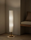 Fabric cylinder floor lamp with wood base 125 cm - British product