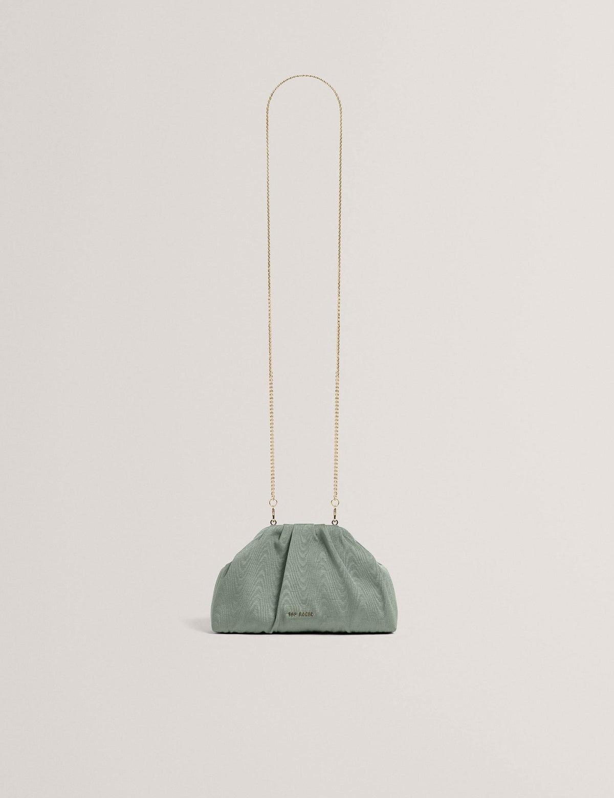 Ted Baker fabric gathered chain strap clutch bag (British brand)