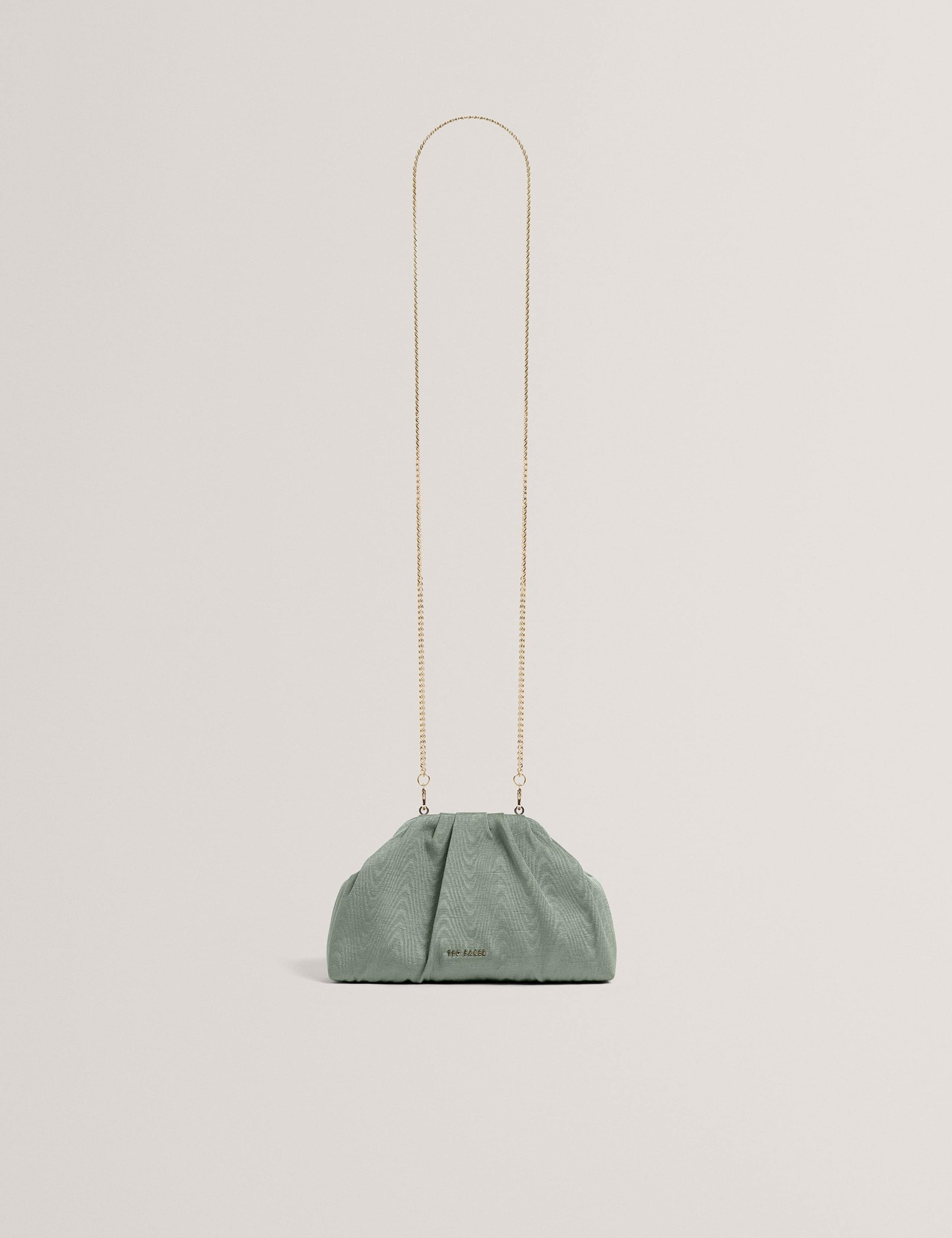 Ted Baker fabric gathered chain strap clutch bag (British brand)