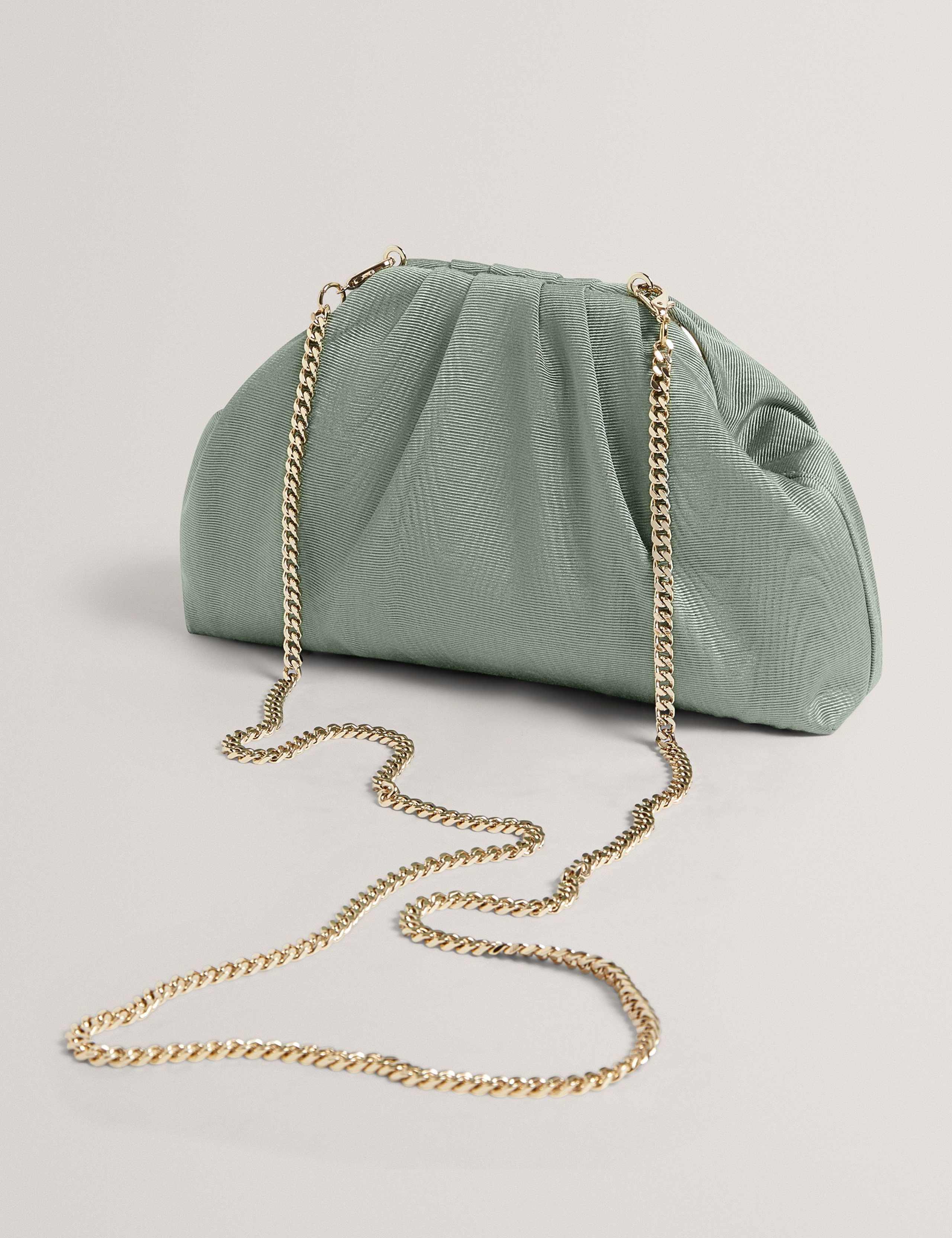 Ted Baker fabric gathered chain strap clutch bag (British brand)