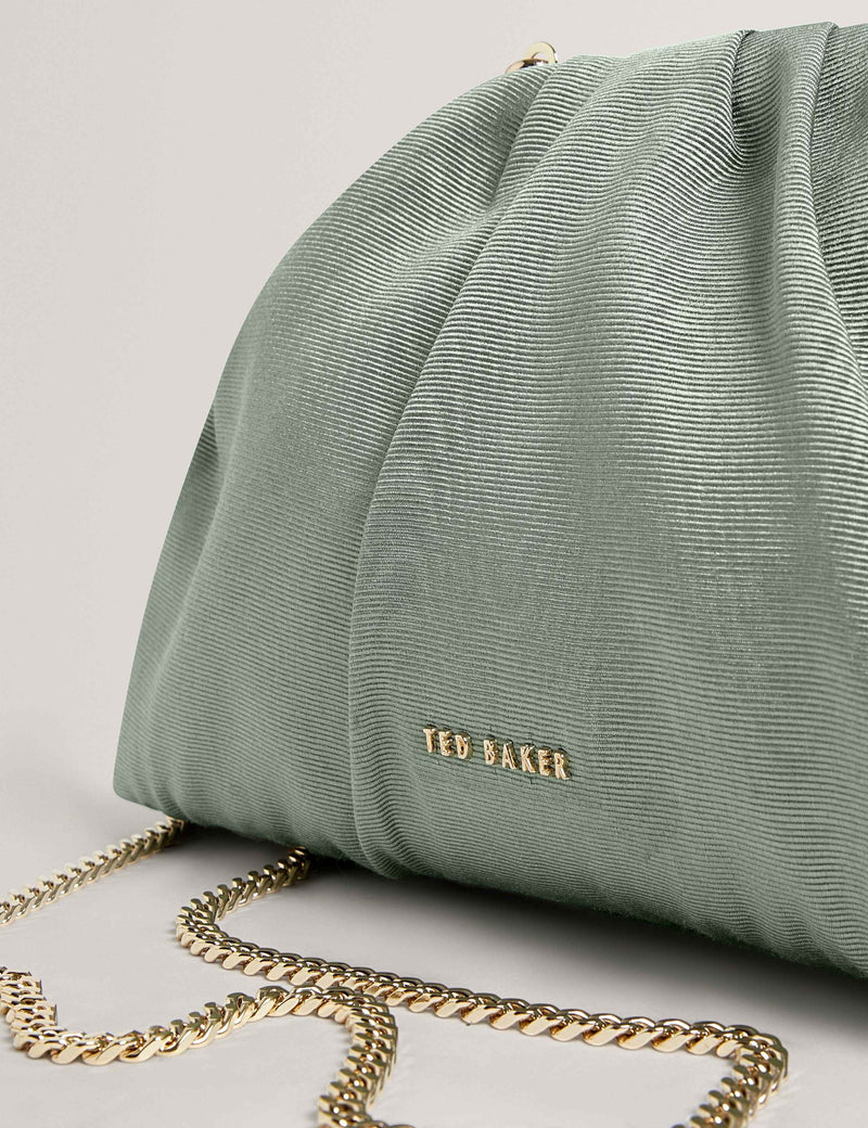 Ted Baker fabric gathered chain strap clutch bag (British brand)