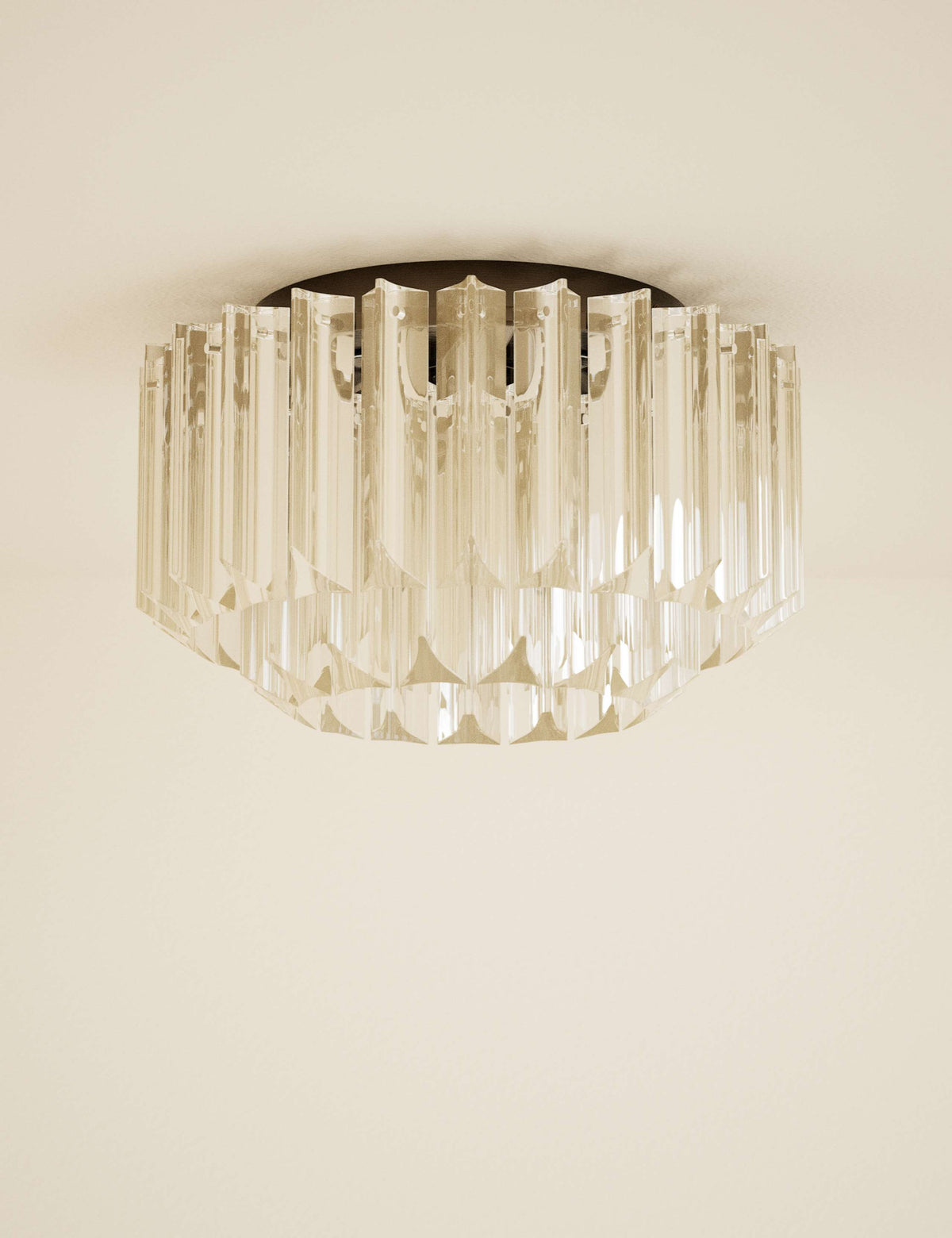 Faceted glass 2 ring flush ceiling light, UK version