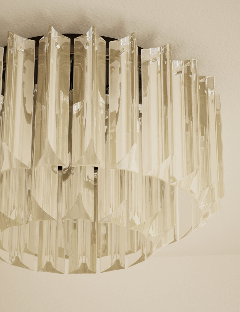 Faceted glass 2 ring flush ceiling light, UK version