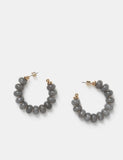 Faceted natural stone hoop earrings with iron accents, imported from the UK
