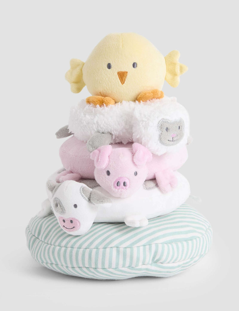 JoJo Maman Bébé farm plush ring stacker toy - British product