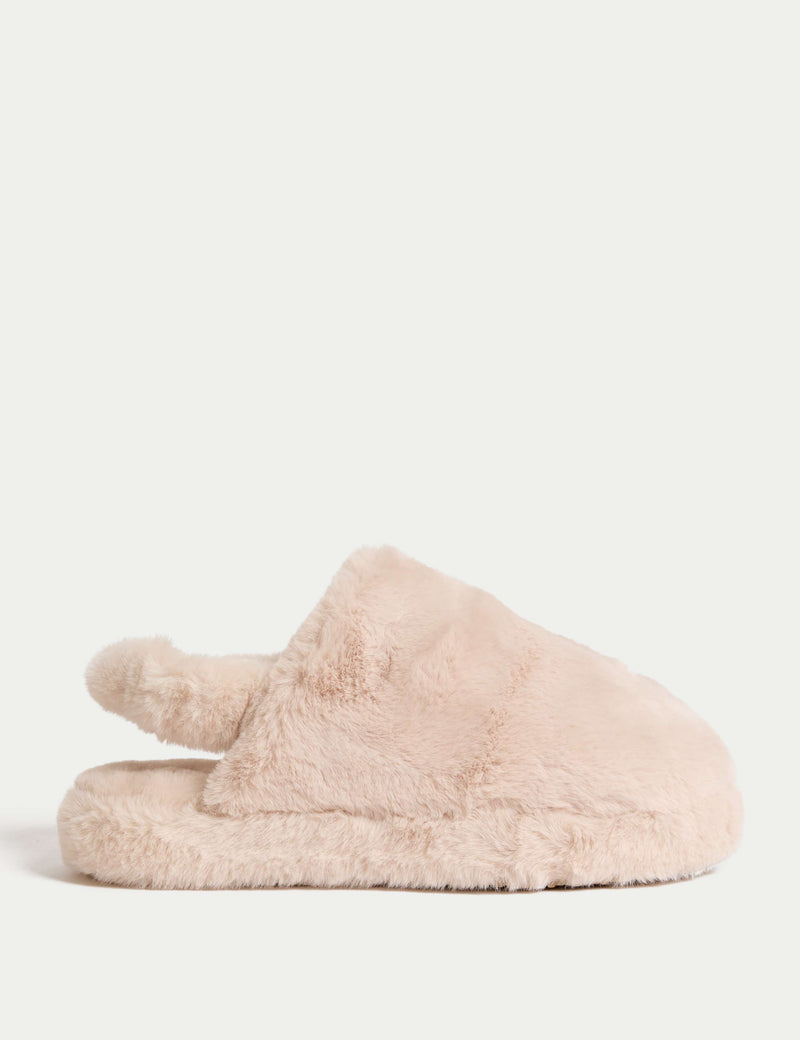 M&S Collection faux fur mule slippers - British product