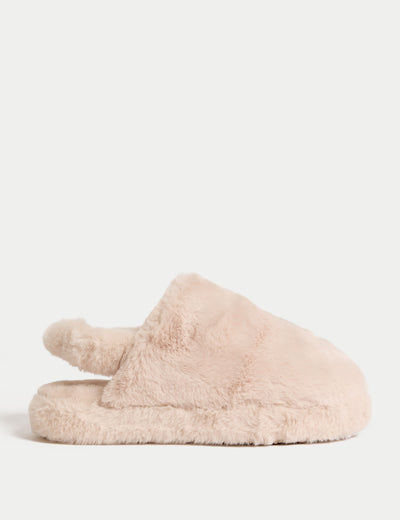 M&S Collection Hausschuhe mit Kunstfell im Mules-Stil