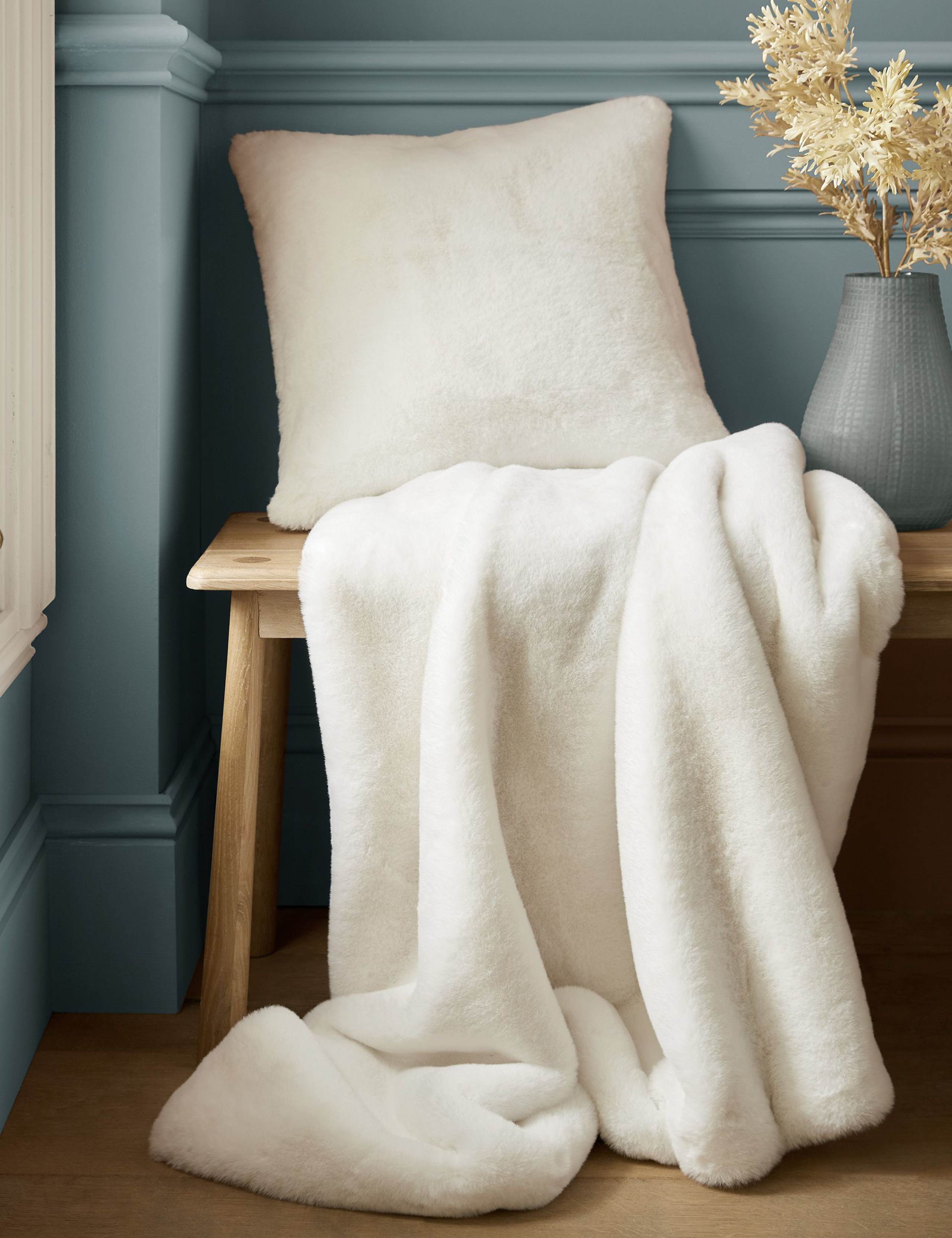 Laura Ashley Newland faux fur cushion 45cm, UK version