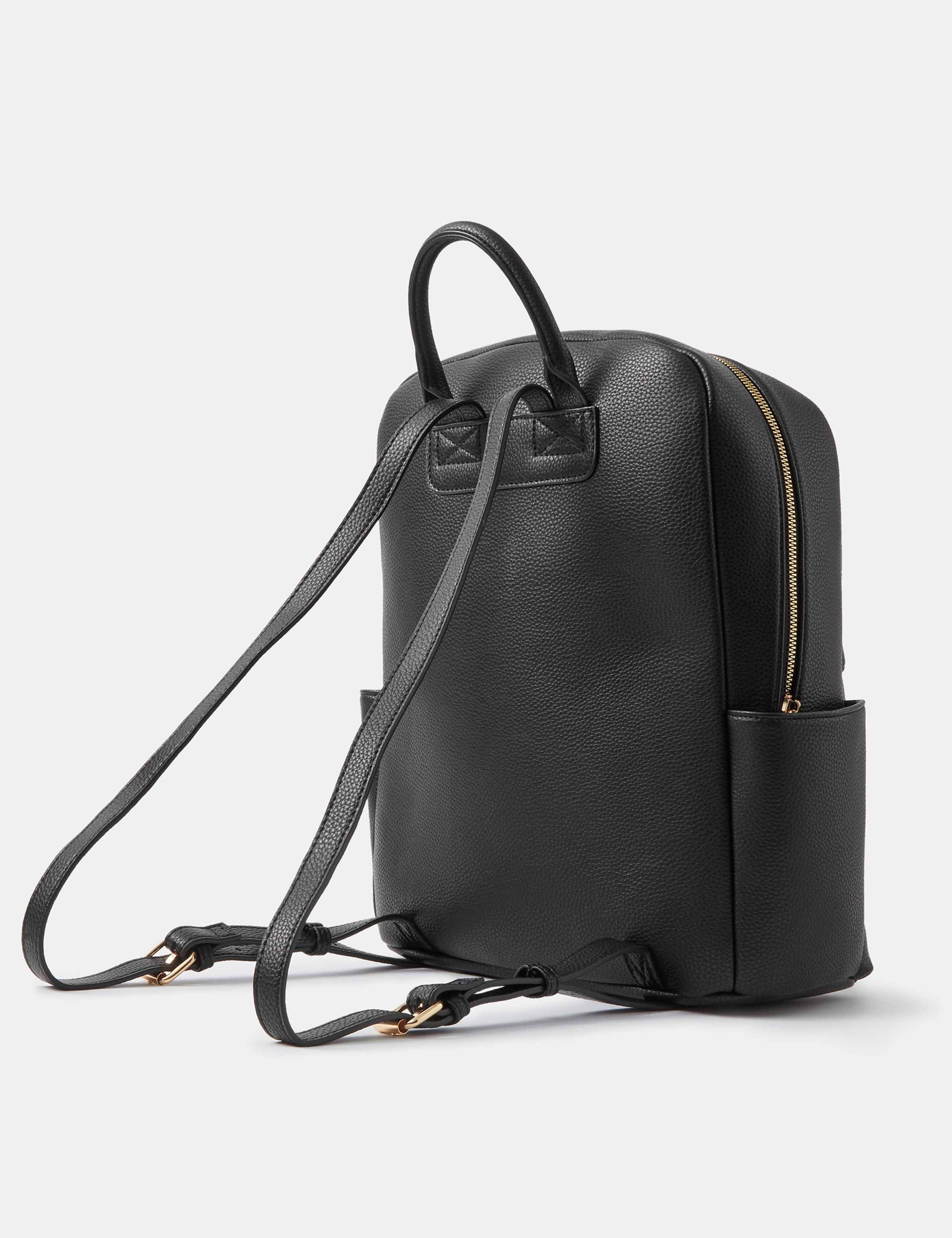 Accessorize faux leather backpack with polyurethane finish, imported from the UK