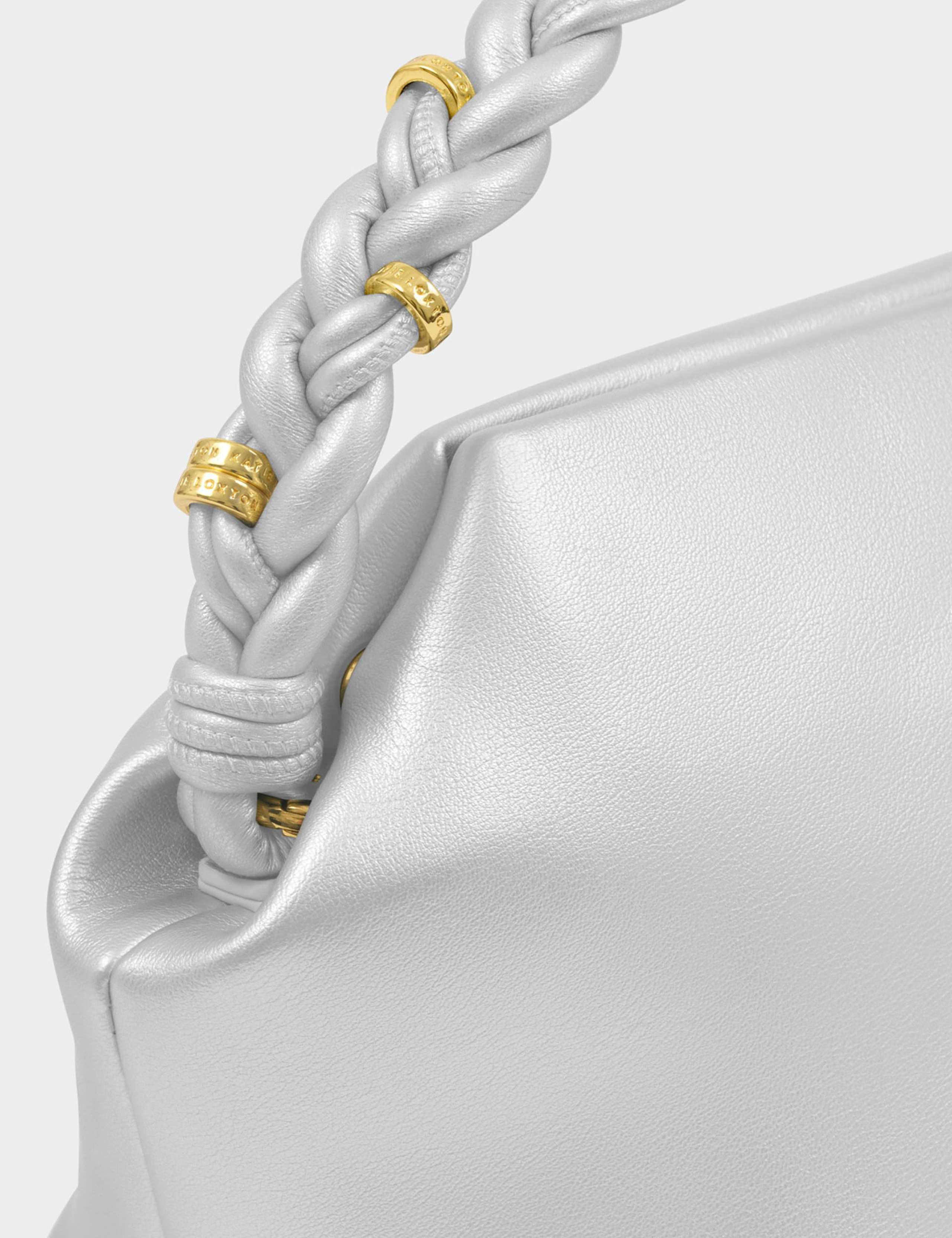 Katie Loxton faux leather braided handle bag metallic, imported from the UK