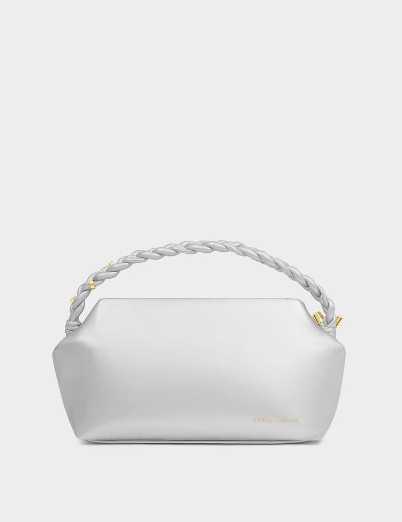Katie Loxton faux leather braided handle bag metallic, imported from the UK