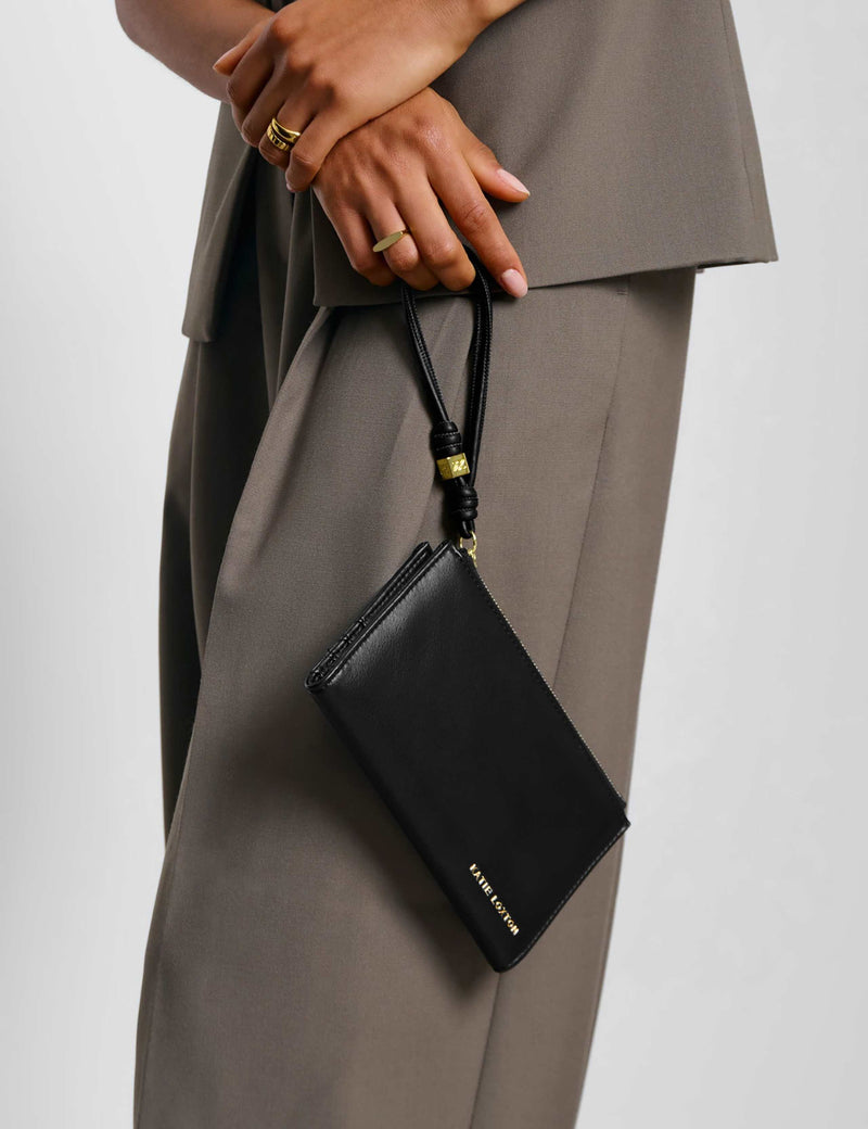 Katie Loxton faux leather braided wristlet purse with card slots - British product
