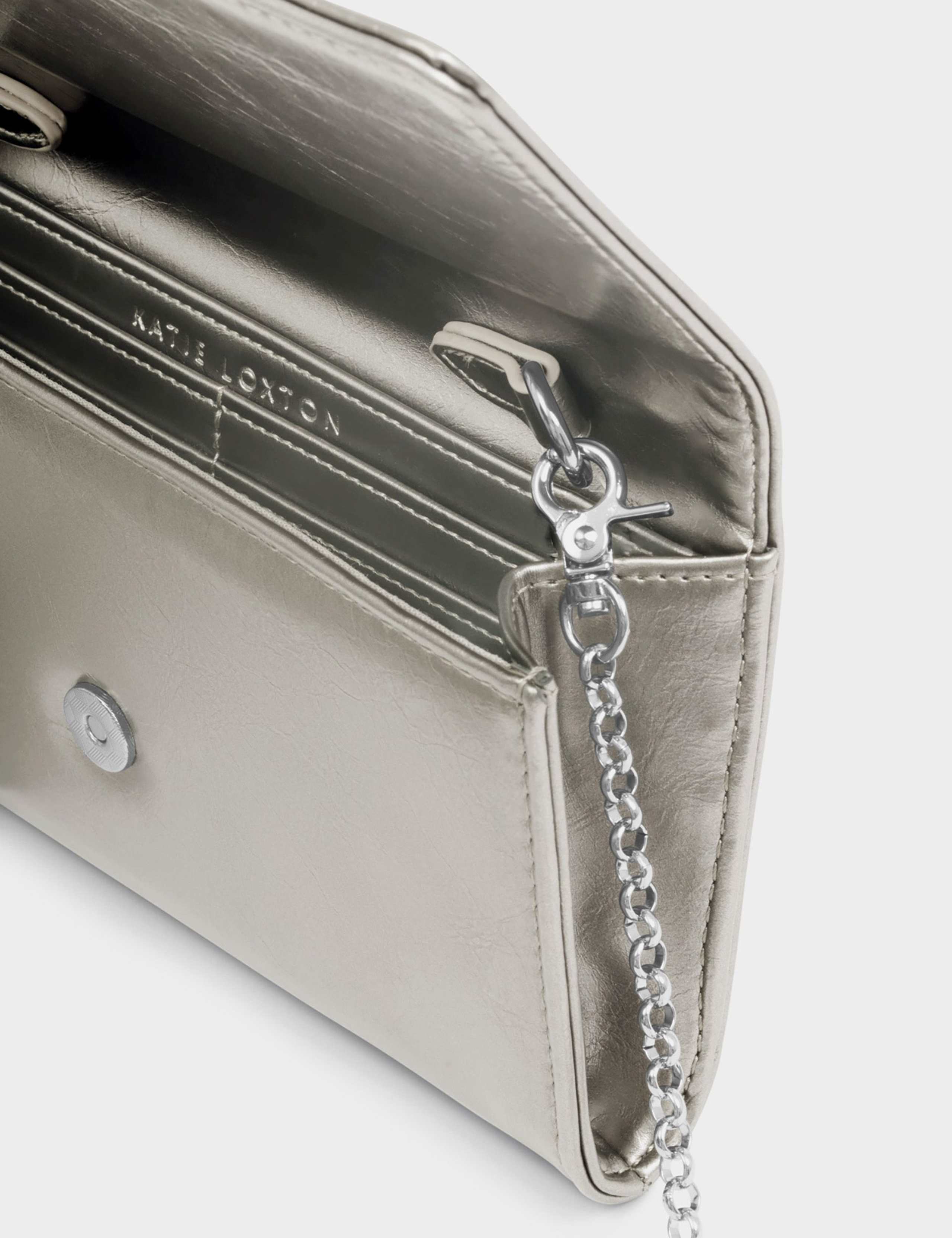 Katie Loxton faux leather crossbody purse with chain strap (British brand)