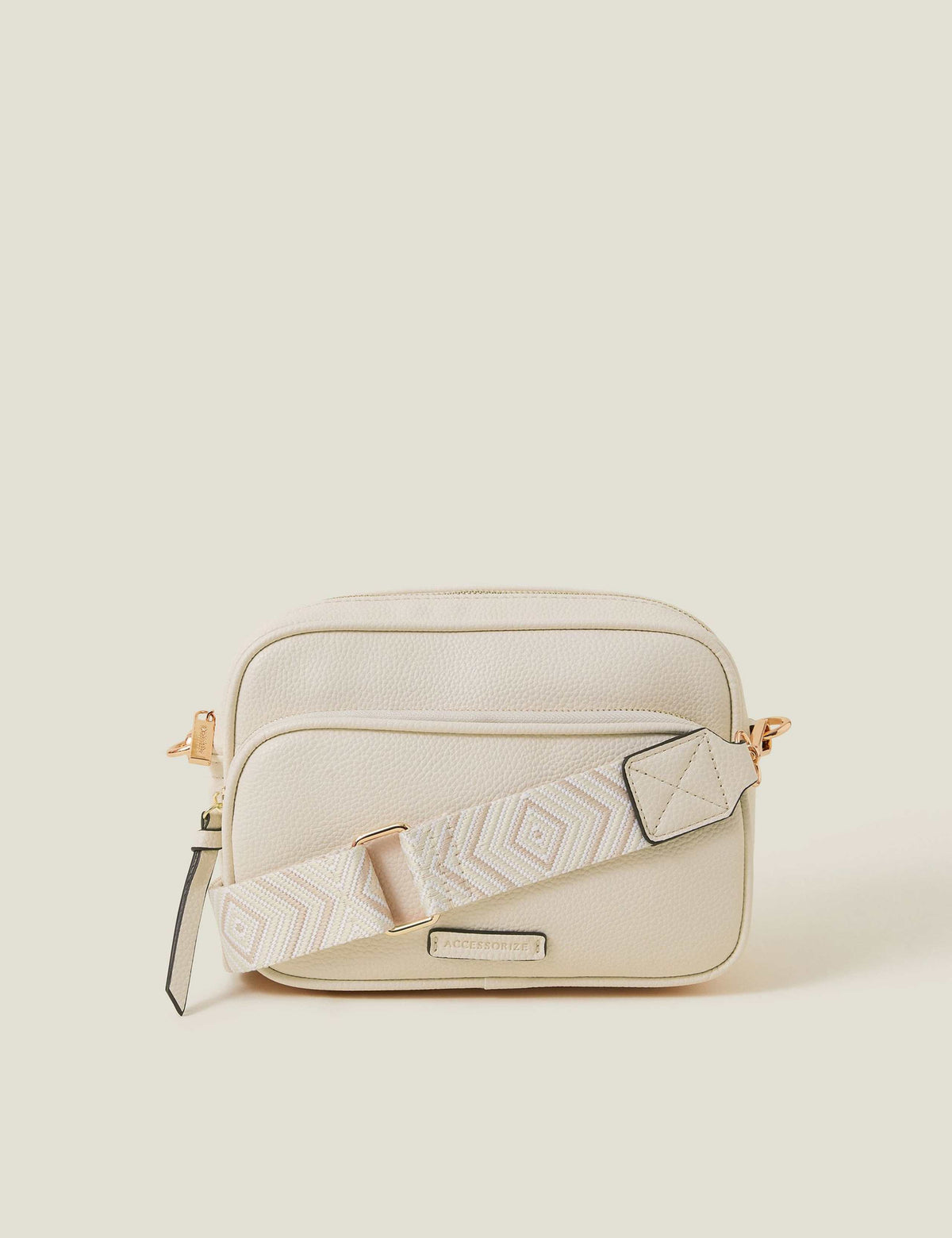 Accessorize faux leather double zip cross body camera bag - British product