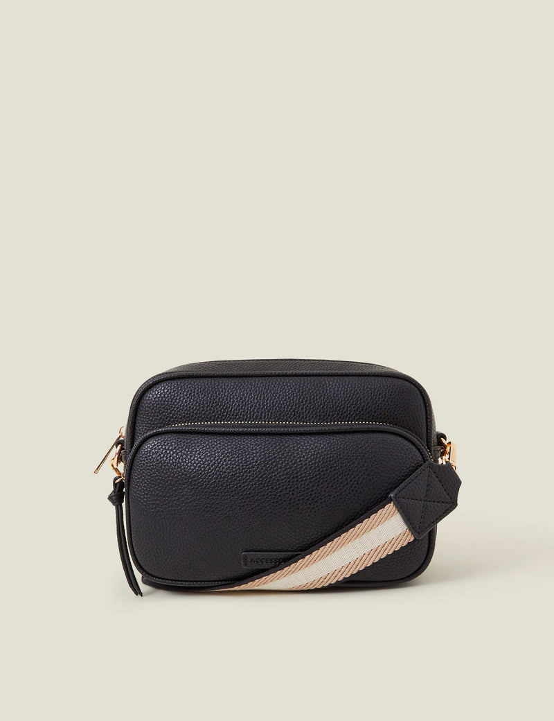 Accessorize faux leather double zip cross body camera bag - British product
