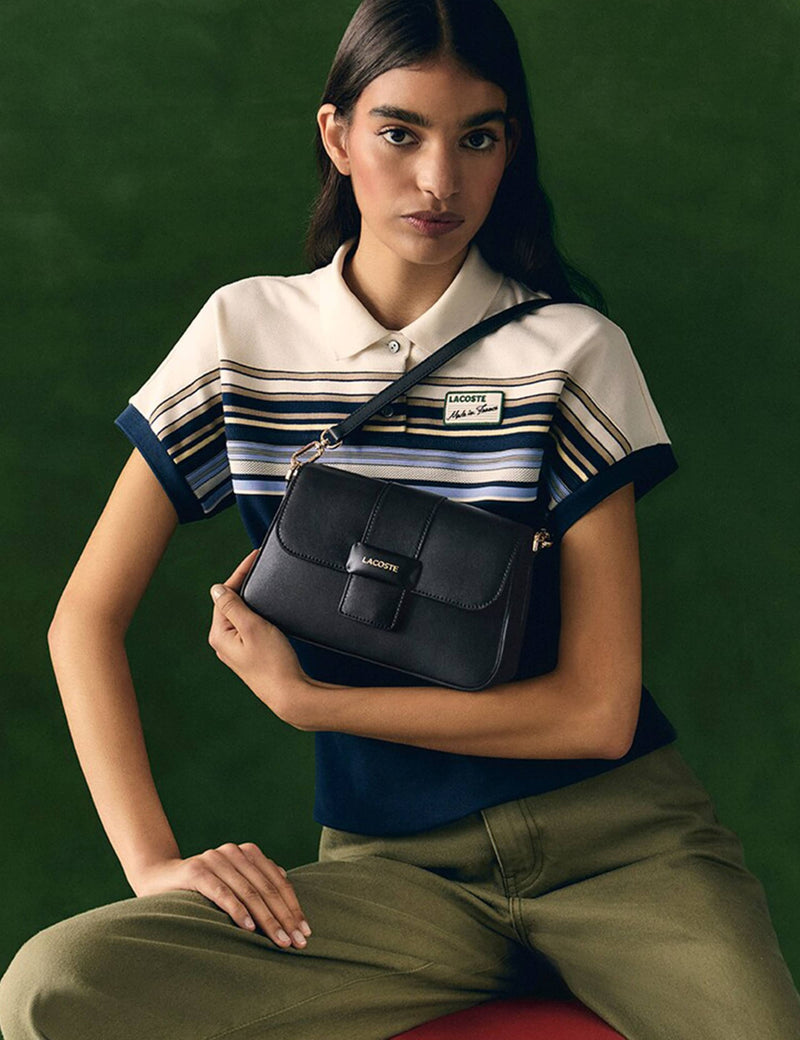 Lacoste faux leather flap shoulder bag, imported from the UK