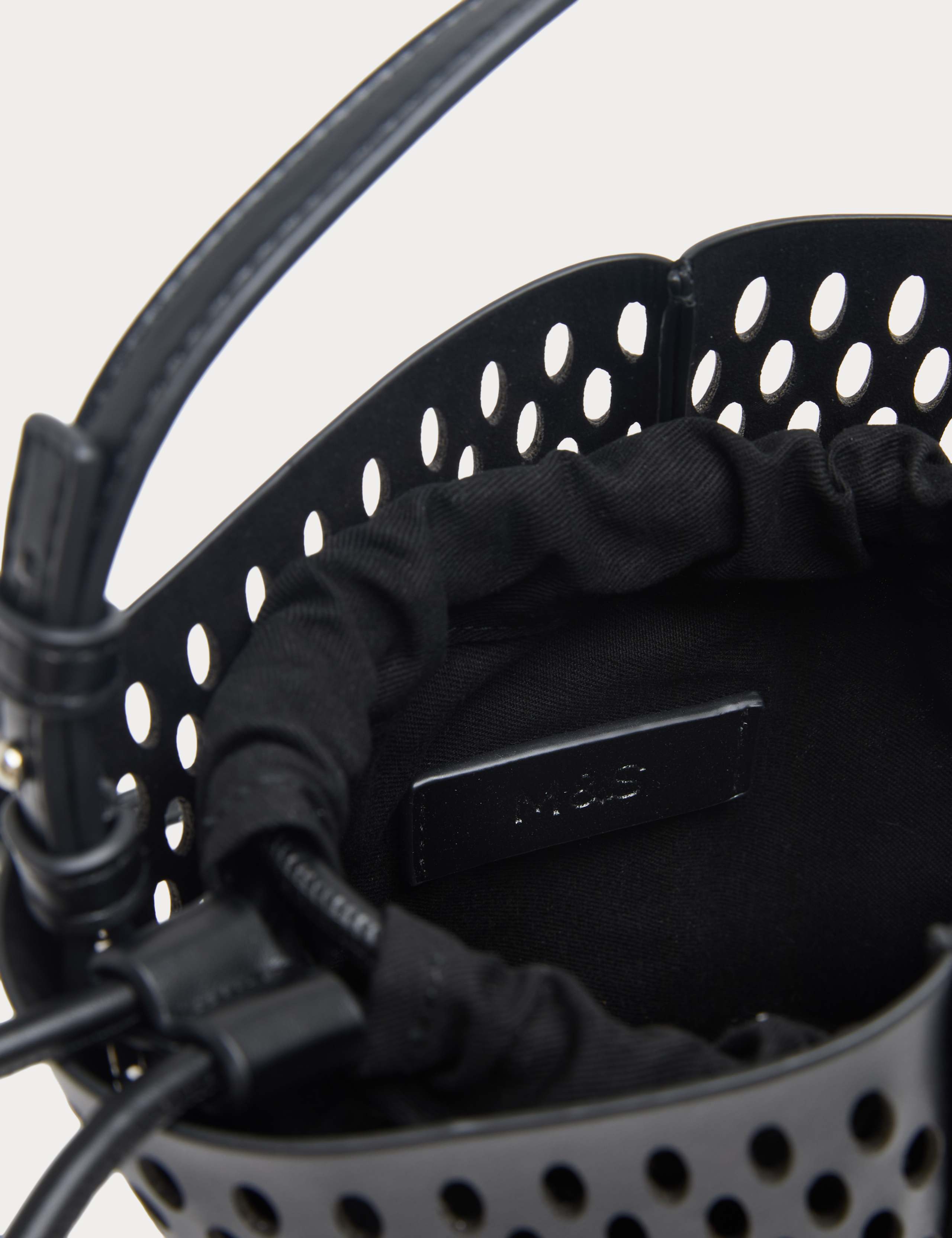 M&S faux leather tulip bucket bag with laser cut - British product