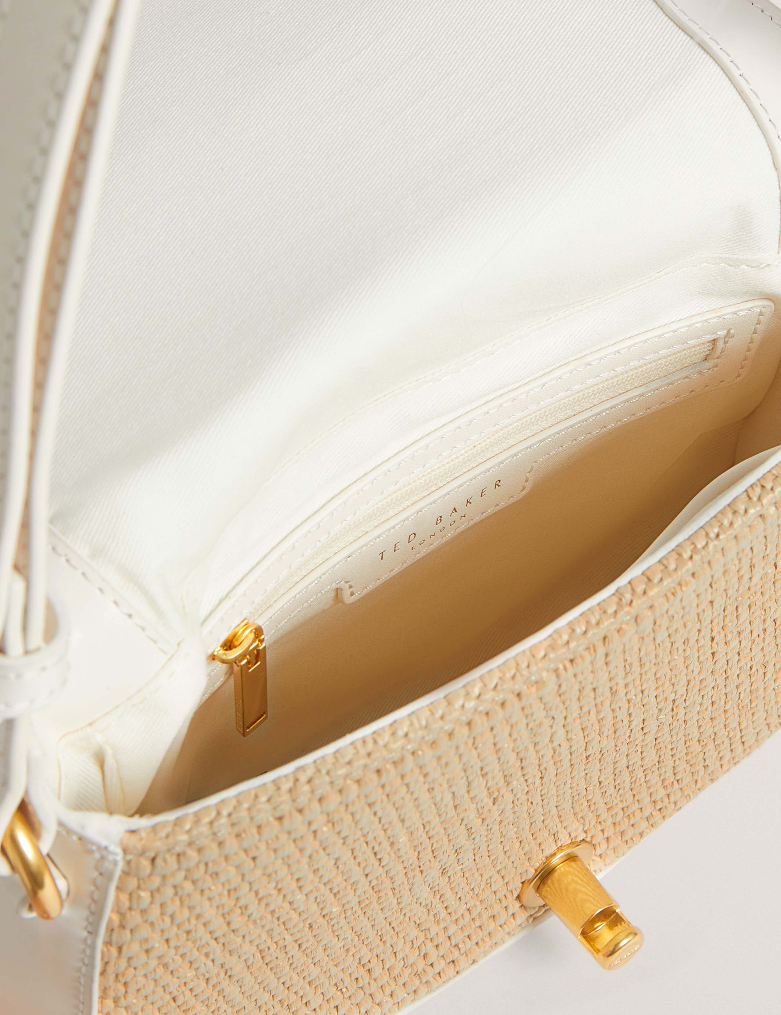 Ted Baker faux leather raffia twist lock shoulder bag (British brand)