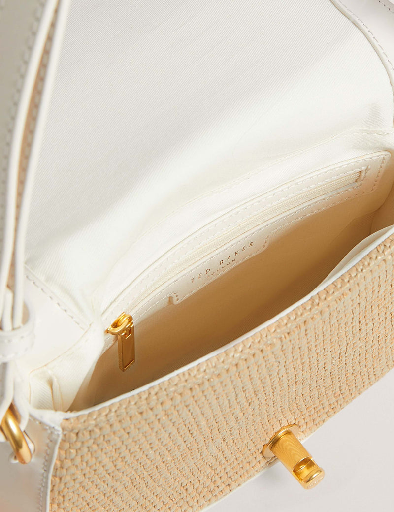 Ted Baker faux leather raffia twist lock shoulder bag (British brand)