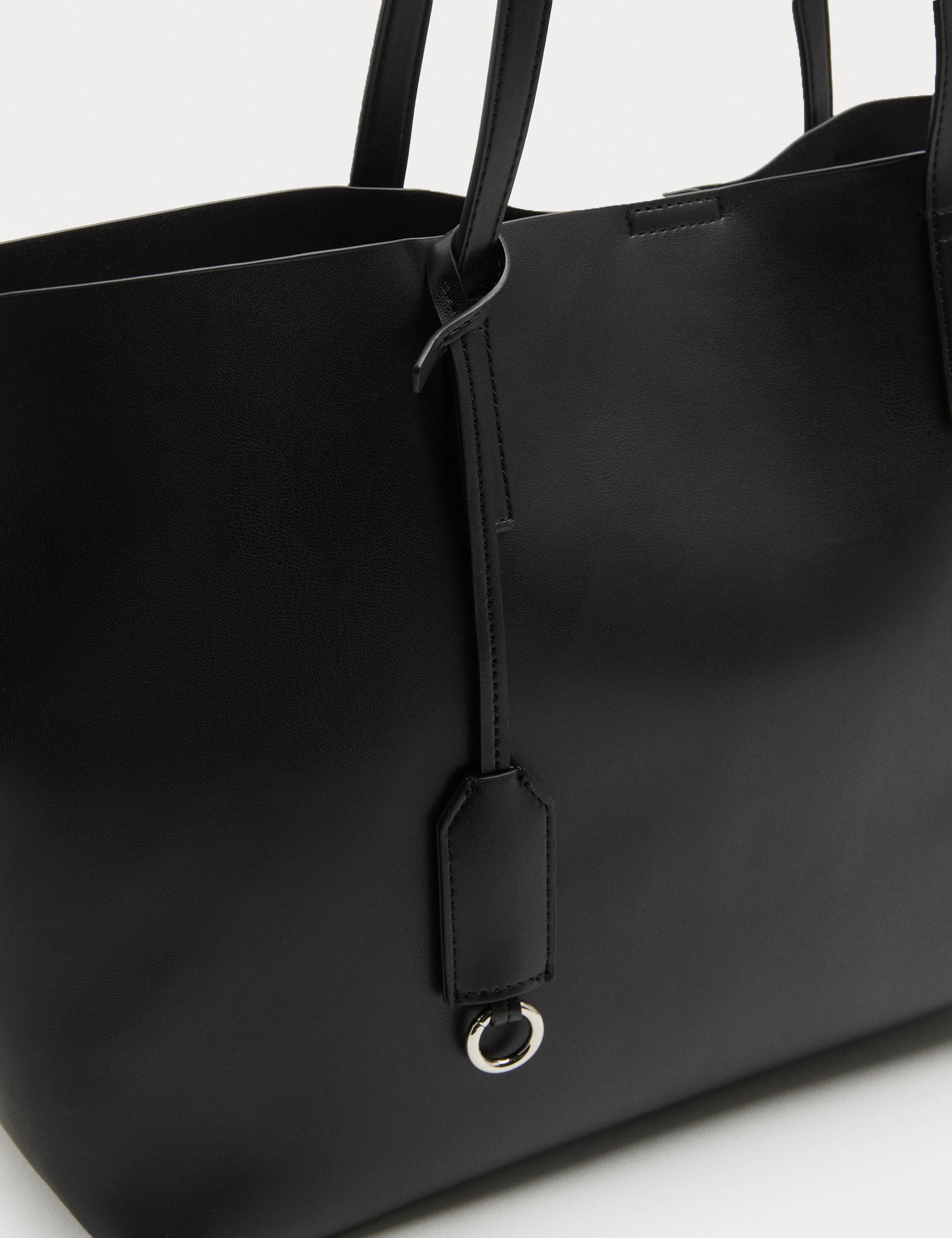 M&S faux leather shopper bag with handles and detachable purse, UK version