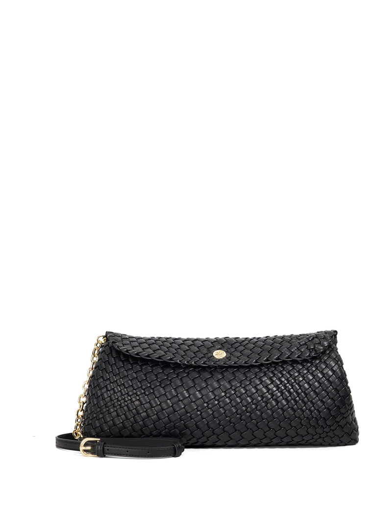 Dune London faux leather woven clutch bag, UK version