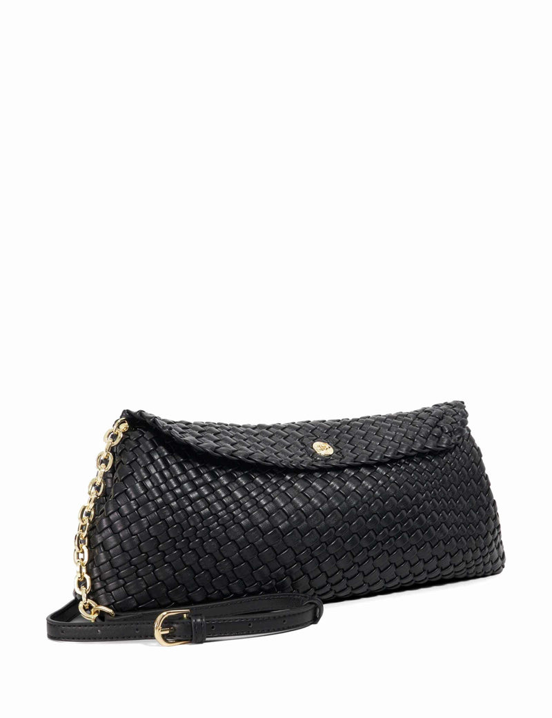 Dune London faux leather woven clutch bag, UK version