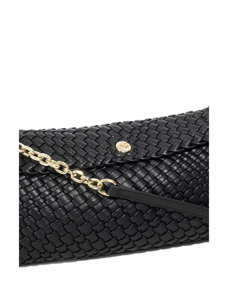 Dune London faux leather woven clutch bag, UK version