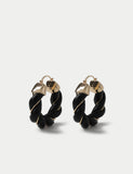 Faux leather and chain hoop earrings, UK version