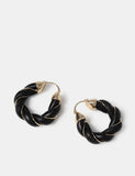 Faux leather and chain hoop earrings, UK version