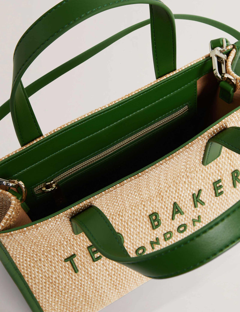 Ted Baker faux raffia embroidered small tote bag - British product