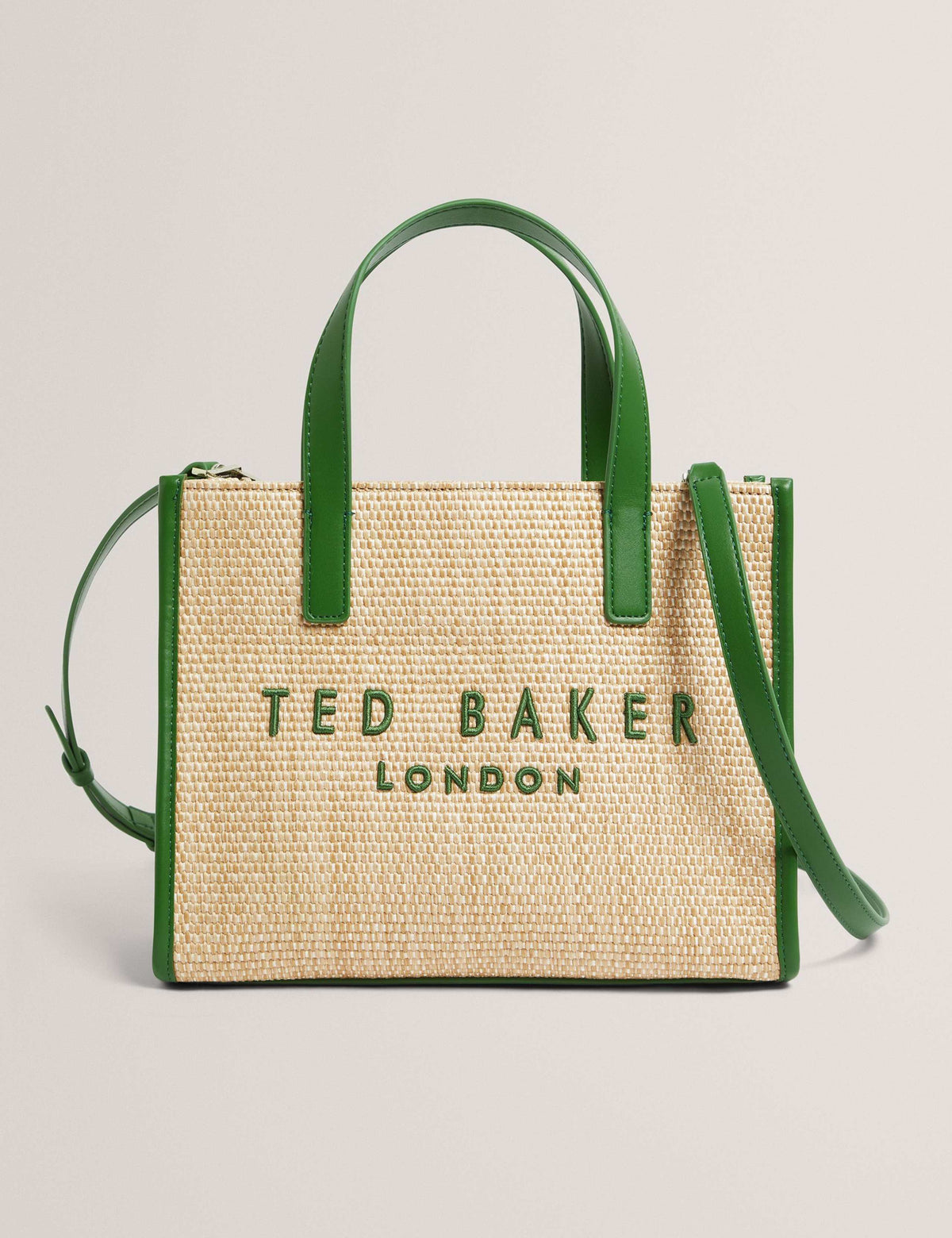 Ted Baker faux raffia embroidered small tote bag - British product