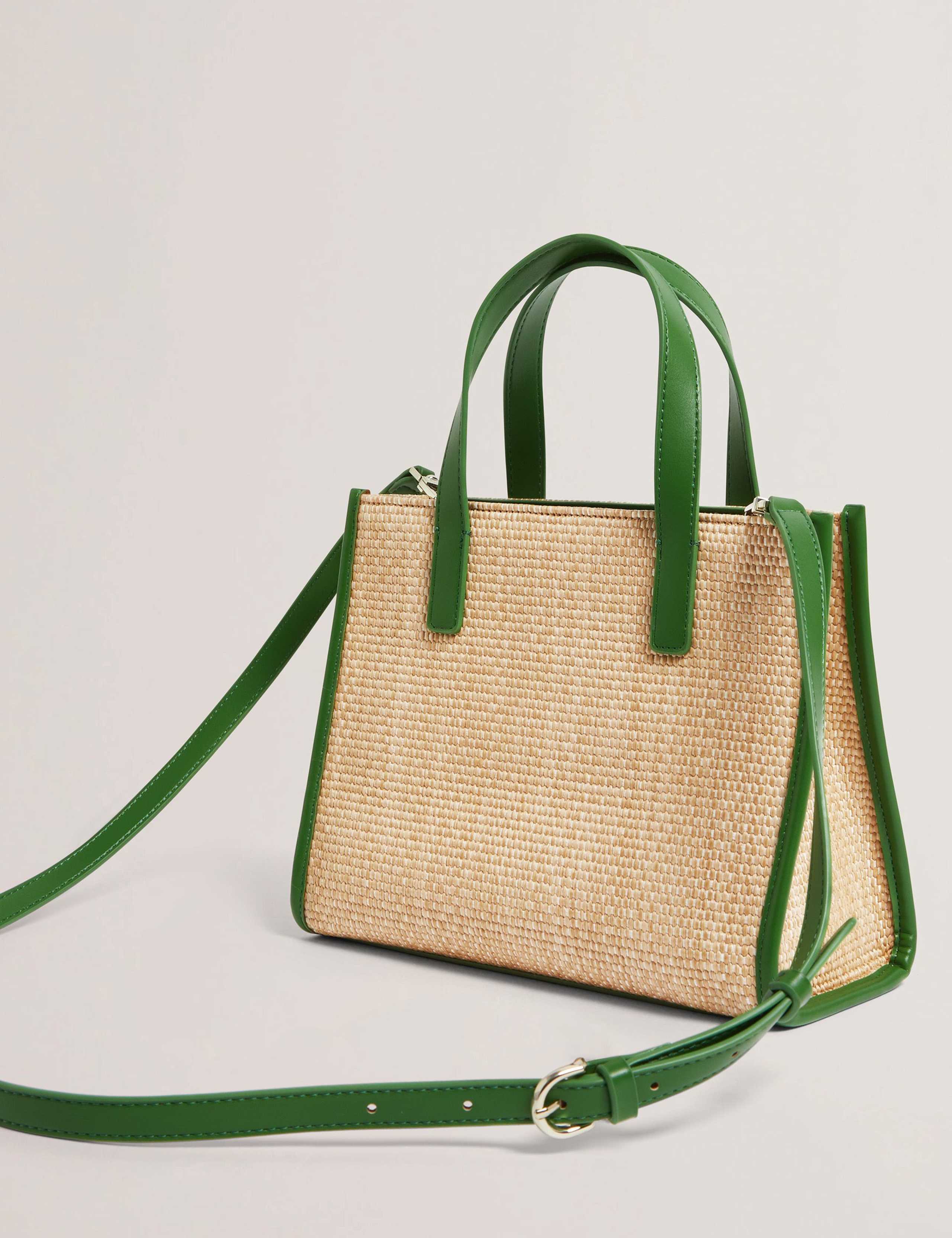 Ted Baker faux raffia embroidered small tote bag - British product