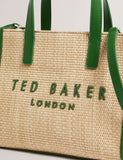 Ted Baker faux raffia embroidered small tote bag - British product