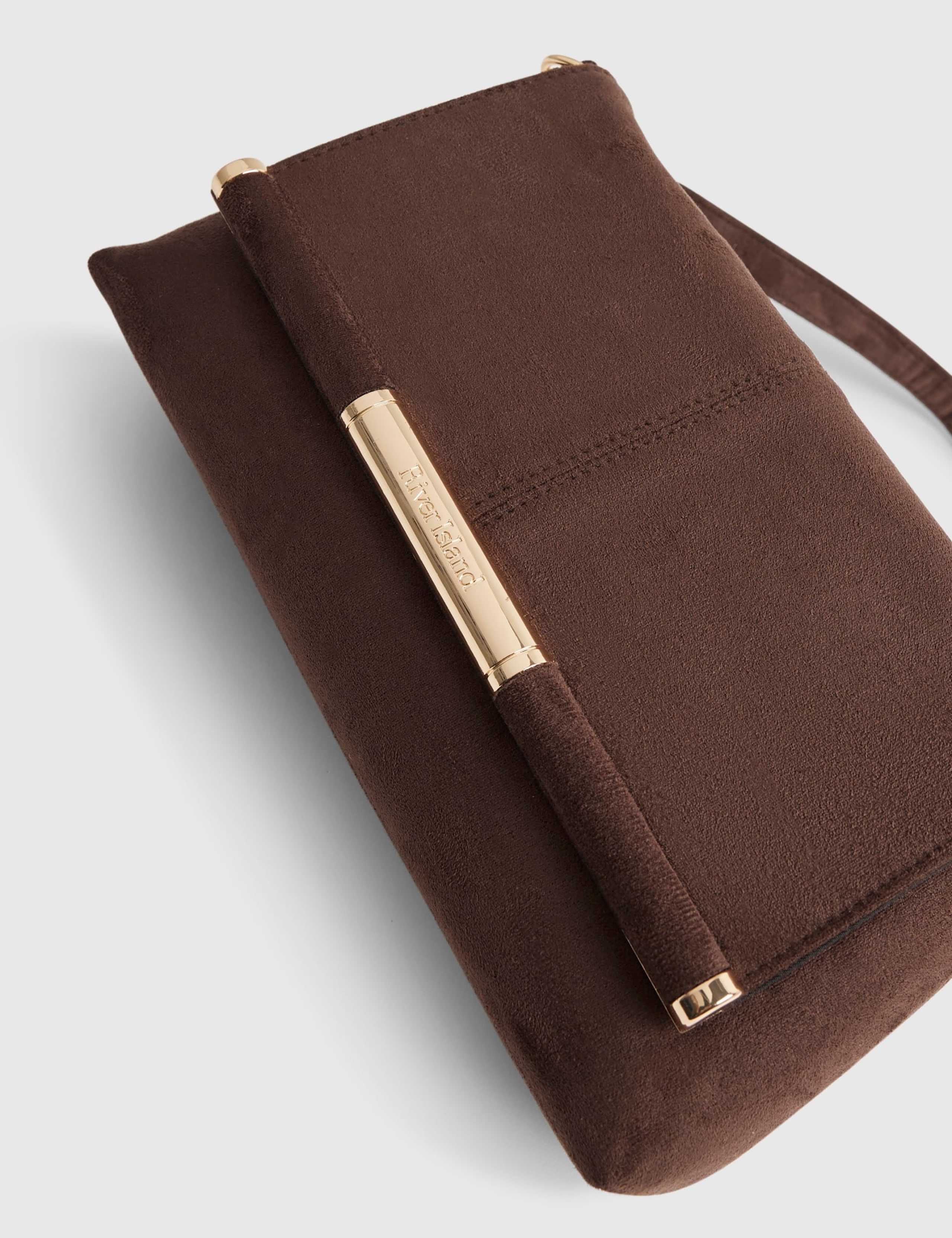 River Island faux suede bar front clutch bag (British brand)