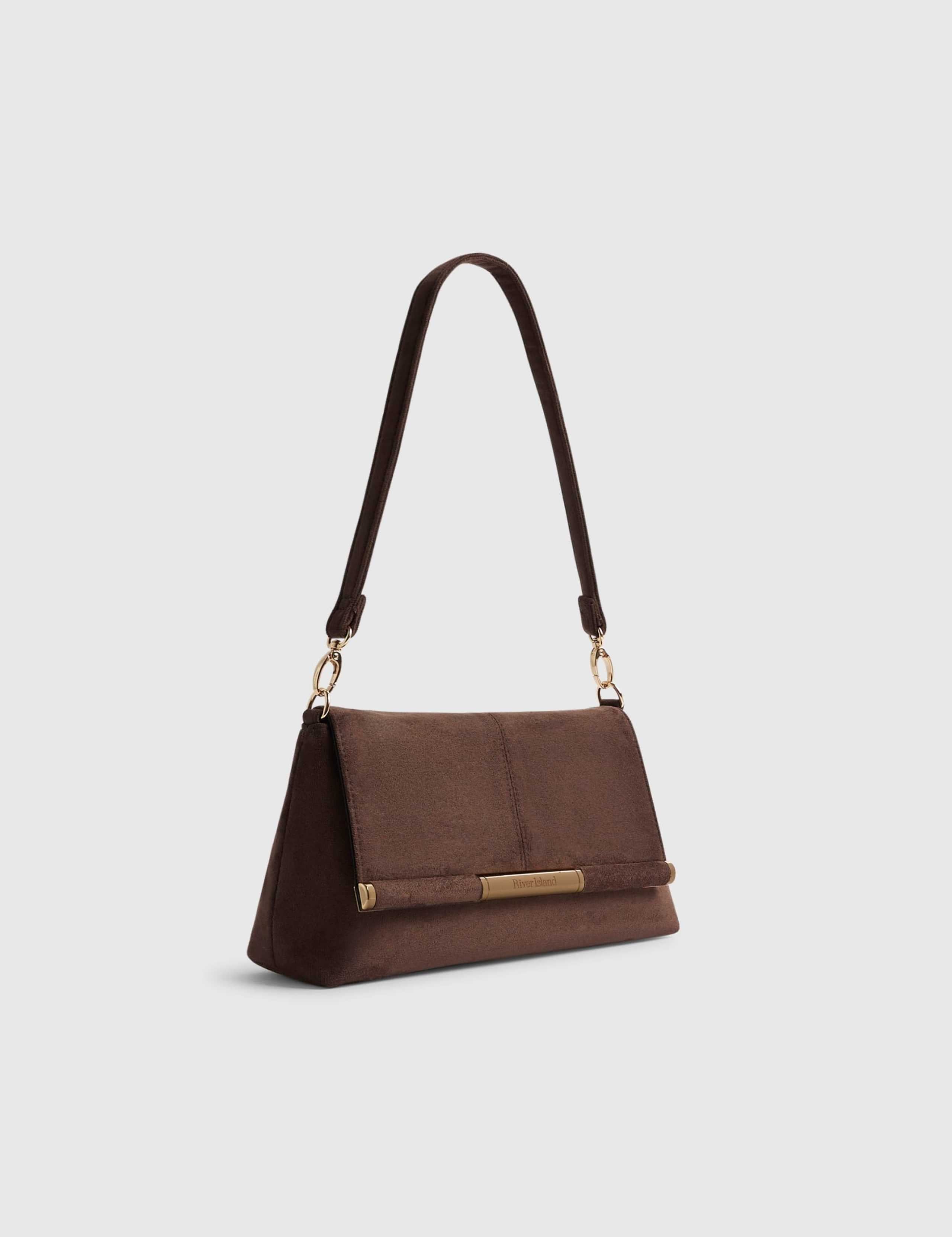 River Island faux suede bar front clutch bag (British brand)