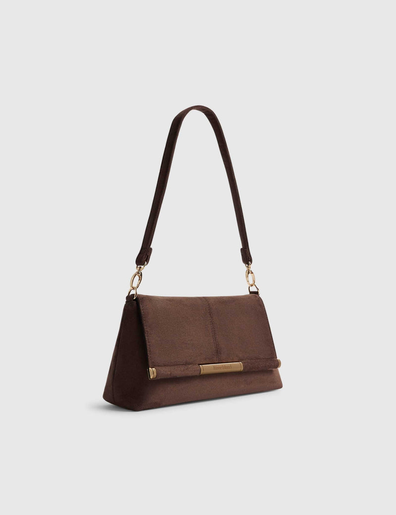 River Island faux suede bar front clutch bag (British brand)