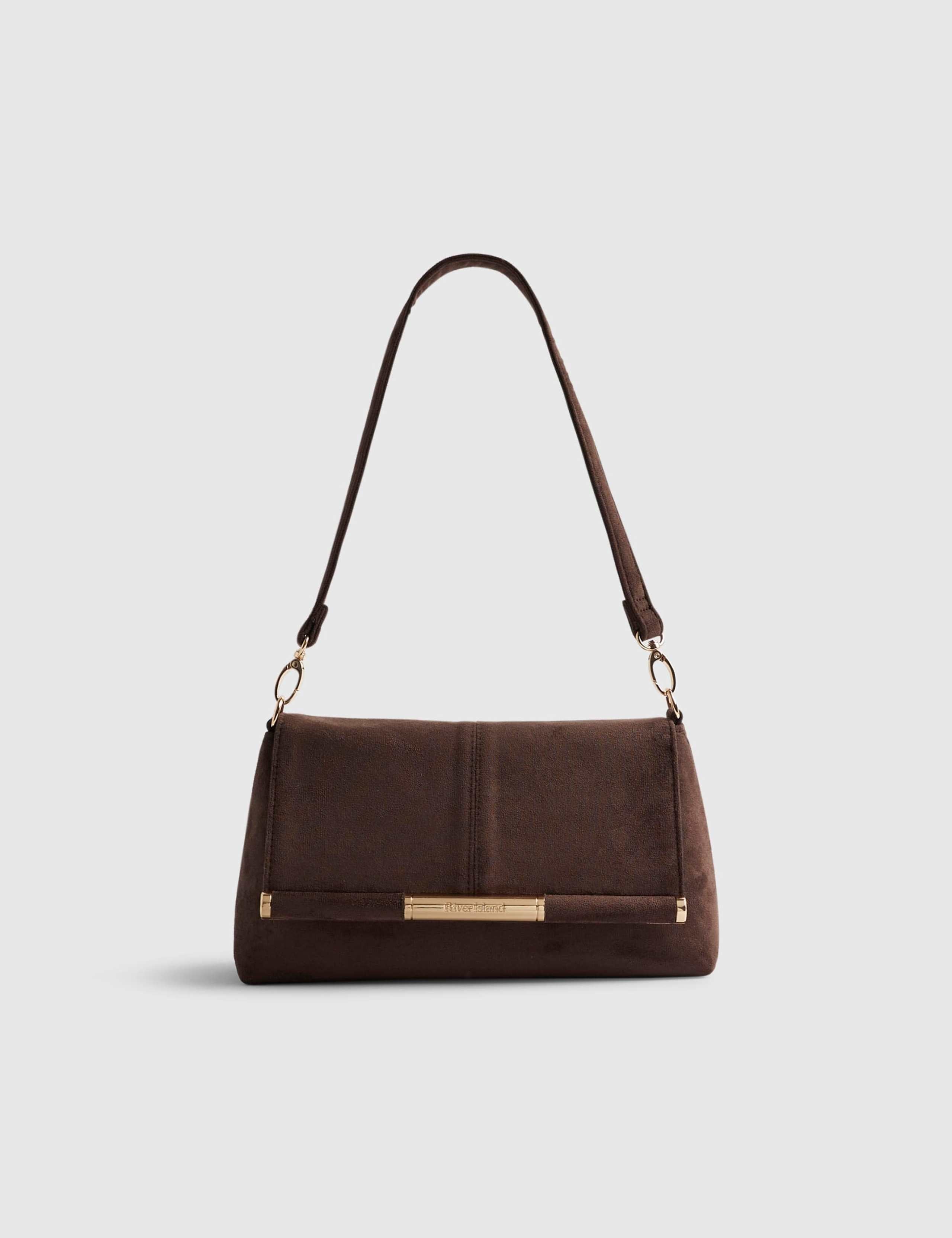 River Island faux suede bar front clutch bag (British brand)