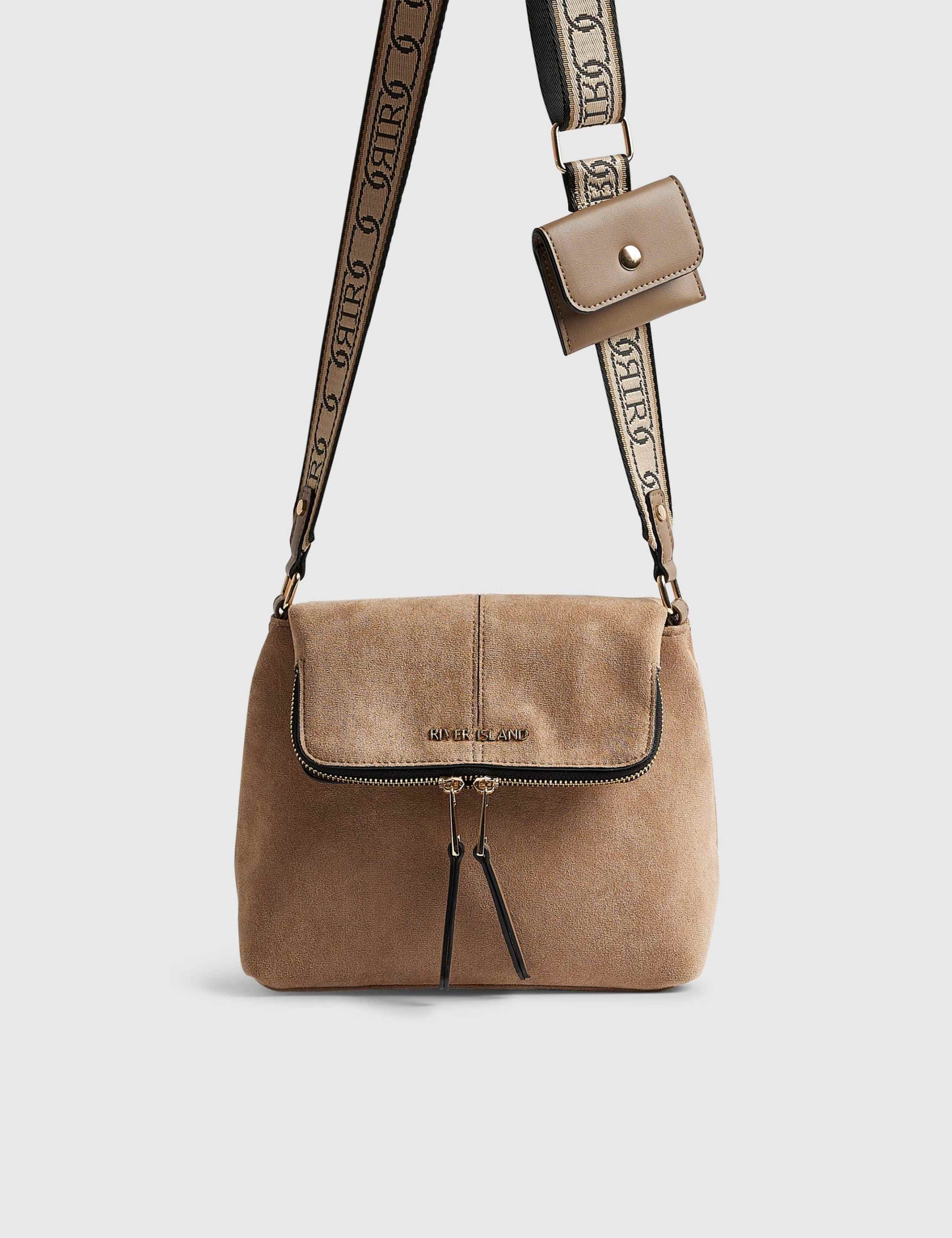 River Island faux suede cross body bag, imported from the UK