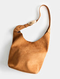 M&S faux suede shoulder bag with gold-tone hardware (British brand)