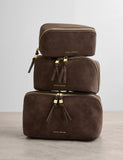 Katie Loxton faux suede toiletry bag large flat lay, UK version