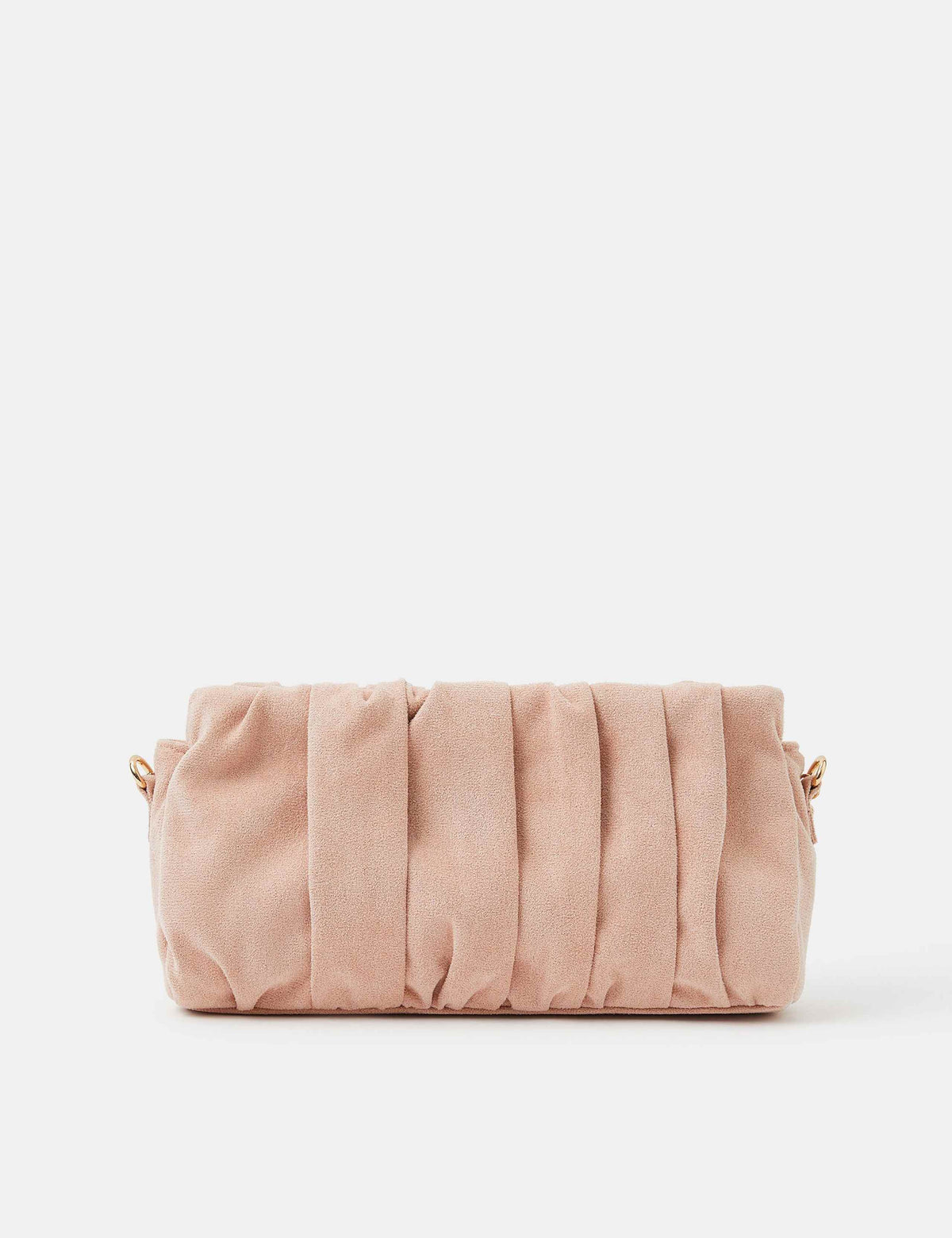 Accessorize faux suede ruched chain strap clutch bag (British brand)