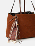 Accessorize faux suede tote bag with scarf charm, UK version