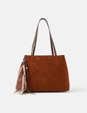 Accessorize faux suede tote bag with scarf charm, UK version