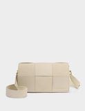 Katie Loxton faux suede woven panel cross body bag, UK version