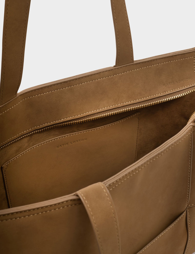 Katie Loxton faux suede woven panel tote bag, imported from the UK