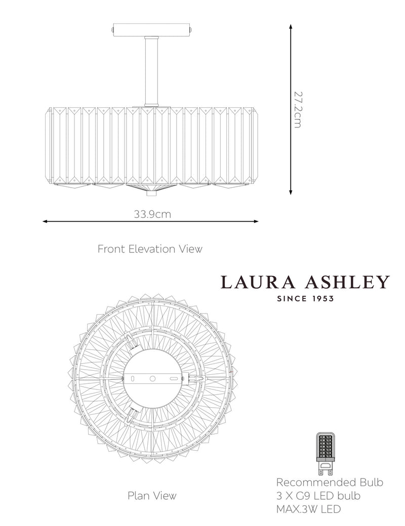 Laura Ashley Fernhurst ceiling light 34.5 cm diameter, imported from the UK