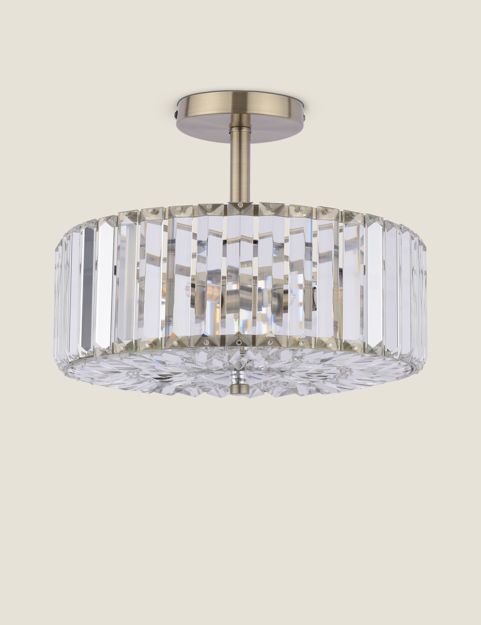 Laura Ashley Fernhurst crystal semi flush ceiling light 34cm, imported from the UK