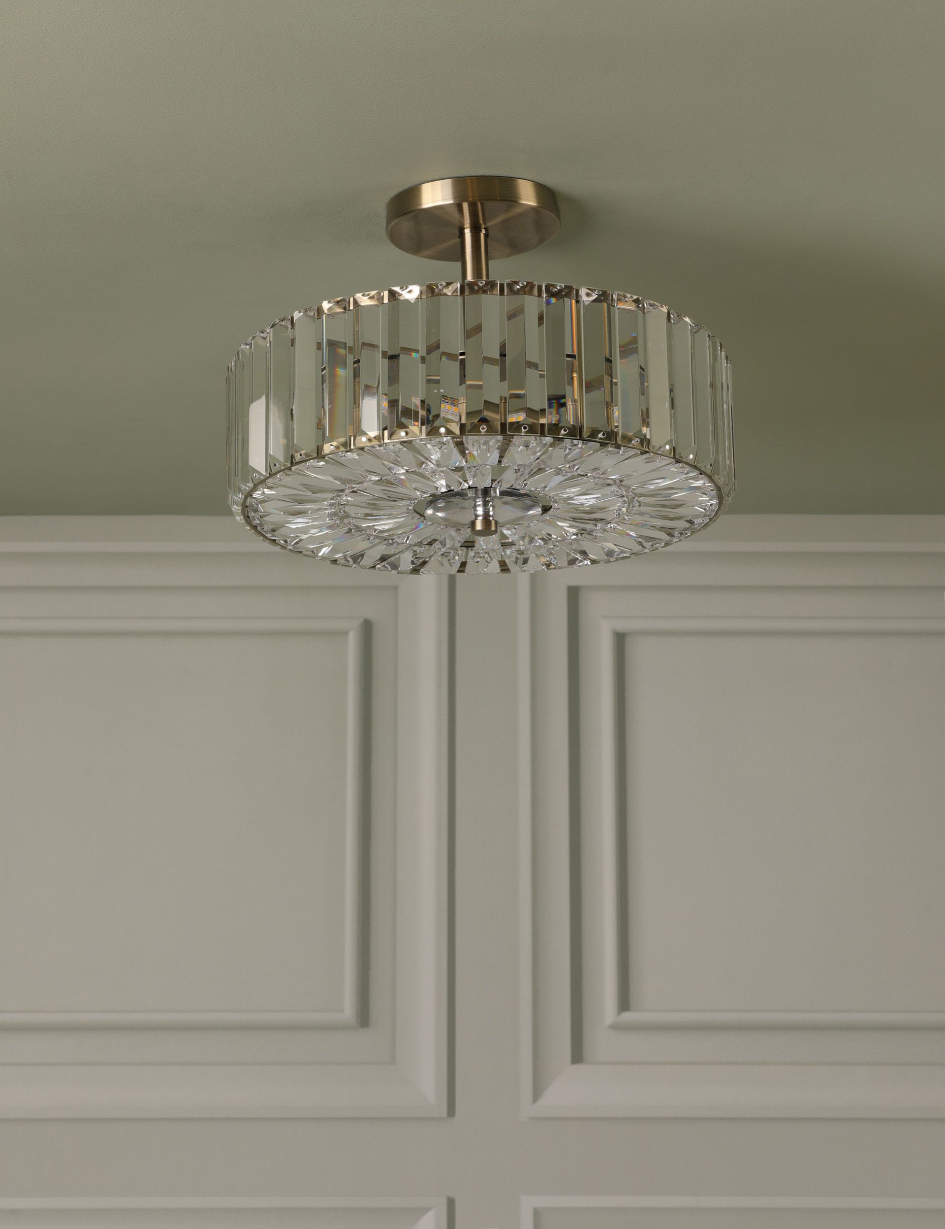Laura Ashley Fernhurst crystal semi flush ceiling light 34cm, imported from the UK