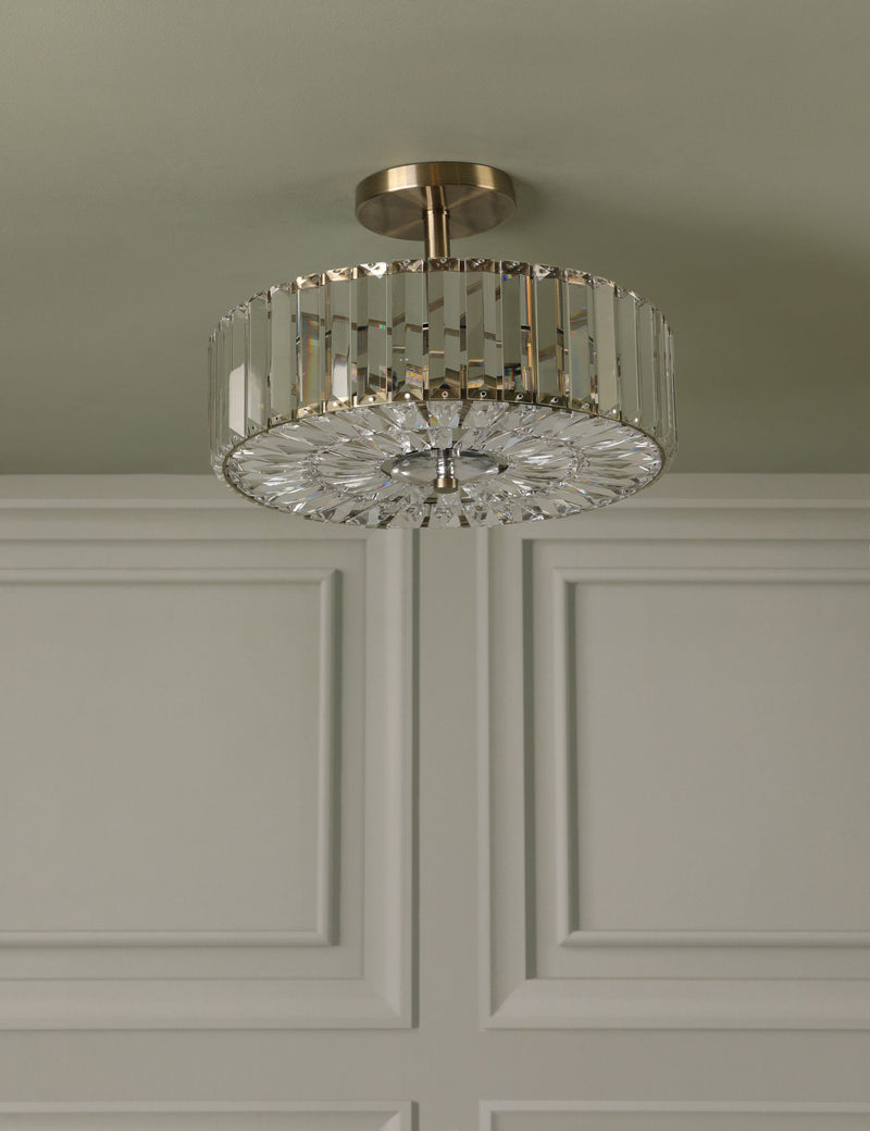 Laura Ashley Fernhurst crystal semi flush ceiling light 34cm, imported from the UK